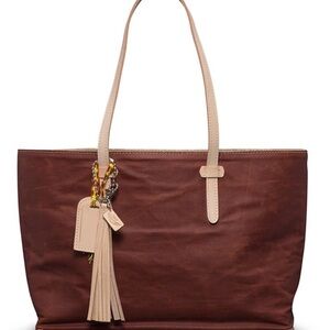 Consuela Brown Leather Tote with Tan Handles